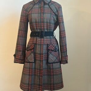 MNG Plaid Women's Coat with Belt